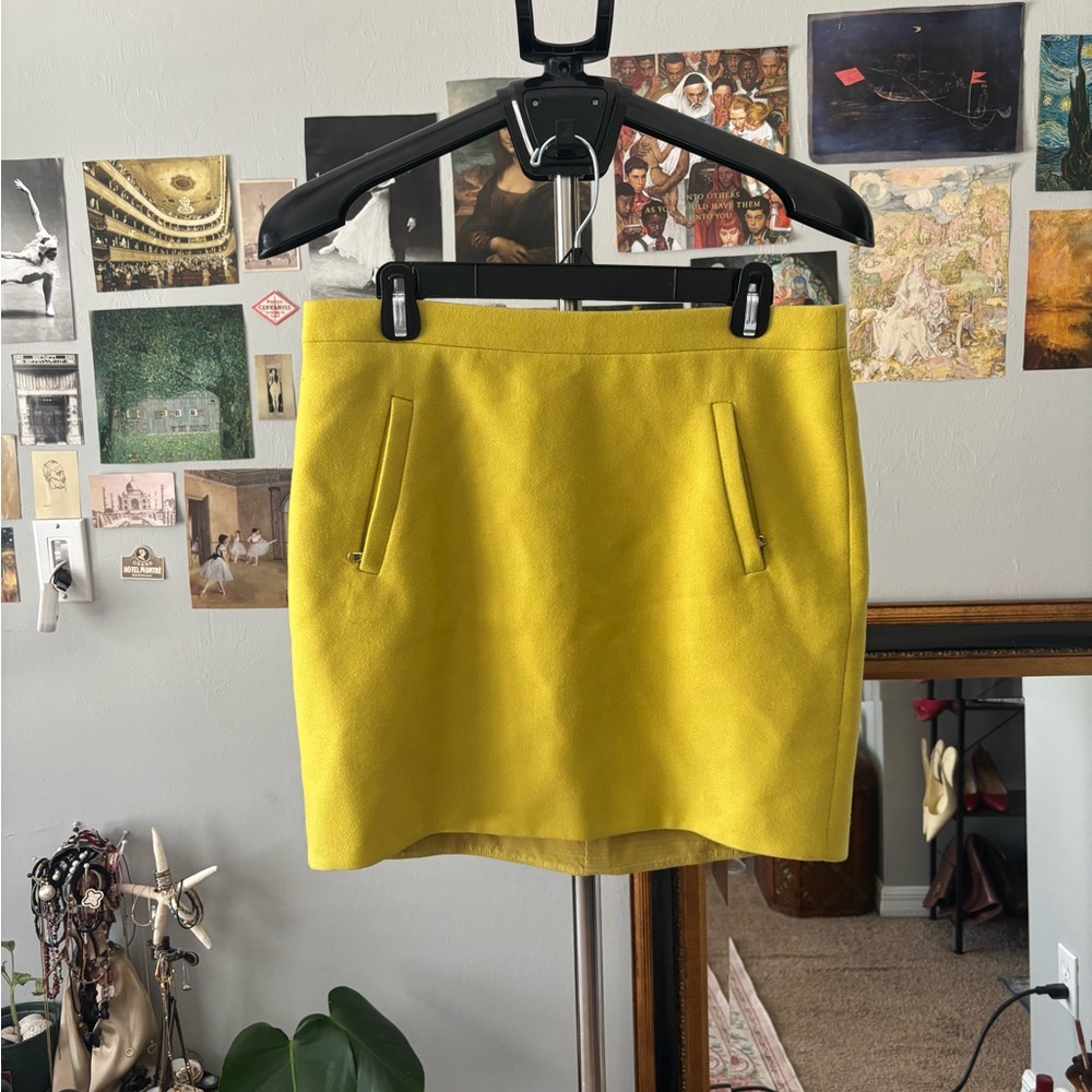 J. Crew Yellow Mini Skirt with Front Welt Pockets
